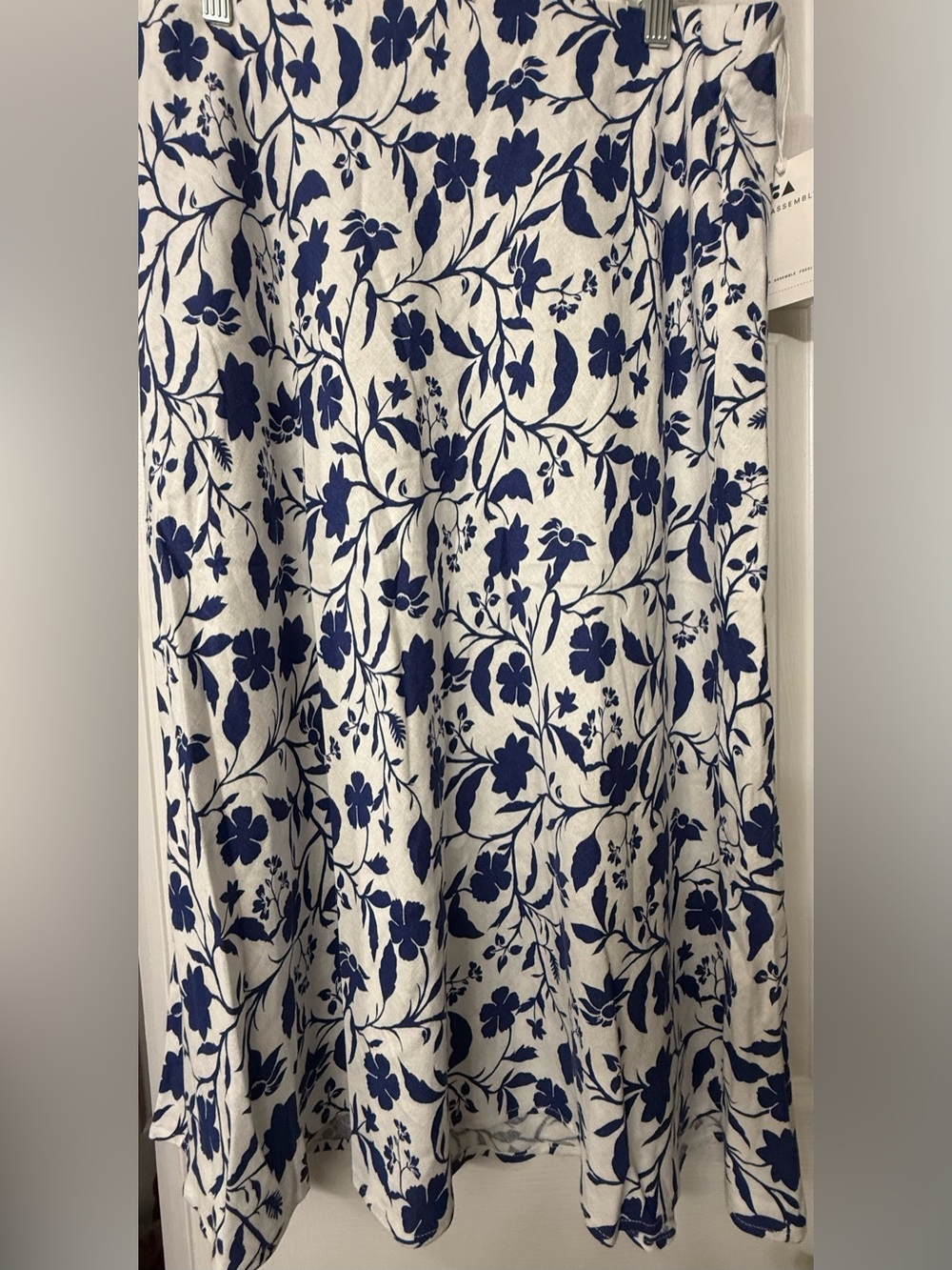 Floral Navy and White Maxi Skirt